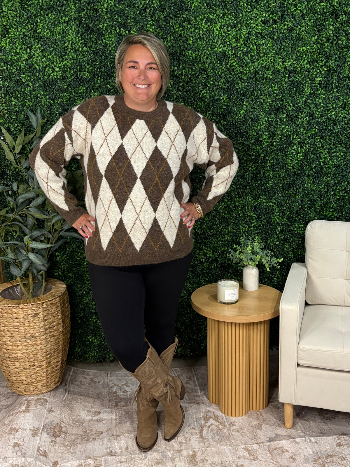 Classic Argyle Knit Sweater