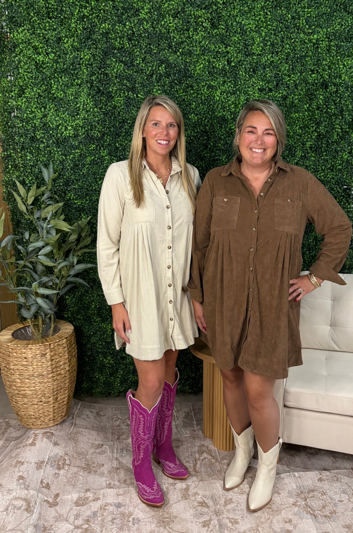 Corduroy Mini Shirt Dress